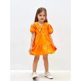 Lcw Kids Turuncu V Yaka Kısa Kollu Kısa Kollu Kız Bebek Elbise