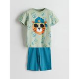 Lcw Kids Yeşil Baskılı Penye Erkek Çocuk Şortlu Pijama Takım