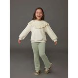 Lcw Kids Yeşil Beli Lastikli İspanyol Paça Kadife Kız Çocuk Tayt
