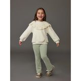 Lcw Kids Yeşil Beli Lastikli İspanyol Paça Kadife Kız Çocuk Tayt
