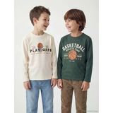 Lcw Kids Yeşil Bisiklet Yaka Baskılı Erkek Çocuk 2'Li Tişört