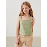 Lcw Kids Yeşil Kare Yaka Ajurlu Kız Çocuk Crop Atlet