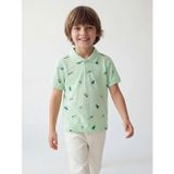 Lcw Kids Yeşil Polo Yaka Desenli Erkek Çocuk Pike Tişört