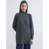 Lcw Modest Antrasit Balıkçı Yaka Oversize Kadın Triko Tunik