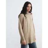 Lcw Modest Bej Balıkçı Yaka Oversize Kadın Triko Tunik