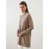 Lcw Modest Bej Dik Yaka Kadın Triko Tunik