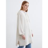 Lcw Modest Bej Kapüşonlu Oversize Kadın Tunik