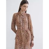 Lcw Modest Bej Leopar Desenli Modal Karışımlı Gömlek Elbise