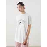 Lcw Modest Beyaz Mickey Mouse Baskılı Oversize %100 Pamuklu Kadın Tişört