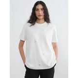 Lcw Modest Beyaz Taşlı Soft Touch Kadın Tişört