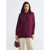 Lcw Modest Bordo Bisiklet Yaka Oversize Kadın Triko Tunik