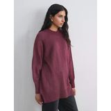 Lcw Modest Bordo Bisiklet Yaka Oversize Kadın Triko Tunik