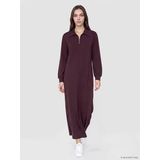 Lcw Modest Bordo Dik Yaka A Kesim Sweat Elbise