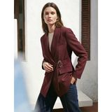 Lcw Modest Bordo Kruvaze Yaka Kadın Blazer Ceket