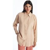 Lcw Modest Düz Keten Kadın Gömlek Tunik - Somon - 38