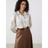 Lcw Modest Ekru Çiçekli Saten Kadın Gömlek Tunik