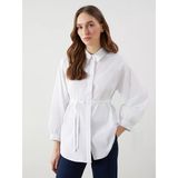 Lcw Modest Ekru Oversize Poplin Kadın Gömlek Tunik