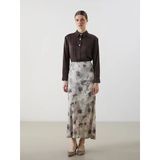 Lcw Modest Gri Batik Desenli Saten Kadın Etek