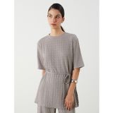 Lcw Modest Gri Bisiklet Yaka Dokulu Bluz