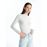 Lcw Modest Gri Dik Yaka Düz Uzun Kollu Kadın Body