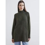 Lcw Modest Haki Balıkçı Yaka Oversize Kadın Triko Tunik