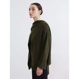 Lcw Modest Haki Dökümlü Şal Yaka Oversize Kadın Triko Kazak