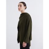 Lcw Modest Haki Dökümlü Şal Yaka Oversize Kadın Triko Kazak