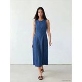 Lcw Modest İndigo Midi Kloş Jean Elbise