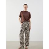 Lcw Modest Kahverengi Beli Lastikli Desenli Geniş Paça Kadın Pantolon