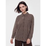Lcw Modest Kahverengi Ekose Keten Karışımlı Kadın Gömlek Tunik