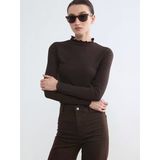 Lcw Modest Kahverengi Fırfırlı Dik Yaka Kadın Body