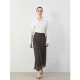 Lcw Modest Kahverengi Loose Fit Ekose Şifon Etek
