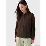 Lcw Modest Kahverengi Loose Fit Pileli Kadın Gömlek