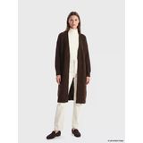 Lcw Modest Kahverengi Şal Yaka Oversize Kadın Triko Hırka
