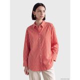 Lcw Modest Kırmızı Çizgili Oversize Kadın Gömlek Tunik