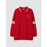 Lcw Modest Kırmızı Polo Yaka Baskılı Kadın Sweatshirt Tunik