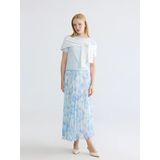 Lcw Modest Mavi Beli Lastikli Desenli Şifon Pileli Etek