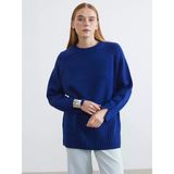 Lcw Modest Mavi Bisiklet Yaka Oversize Kadın Triko Tunik