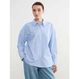 Lcw Modest Mavi Çizgili Kadın Oxford Gömlek