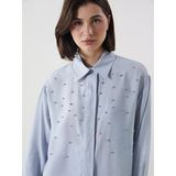 Lcw Modest Mavi Taşlı Oversize Kadın Gömlek Tunik