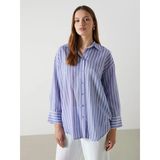 Lcw Modest Mor Çizgili Oversize Kadın Gömlek Tunik