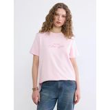 Lcw Modest Pembe Bisiklet Yaka New York Baskılı Kadın Tişört