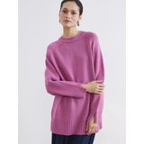 Lcw Modest Pembe Bisiklet Yaka Oversize Kadın Triko Tunik