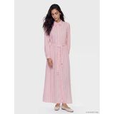 Lcw Modest Pembe Çizgili Kuşaklı Gömlek Elbise