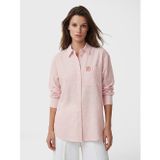 Lcw Modest Pembe Çizgili Oversize Poplin Kadın Gömlek Tunik