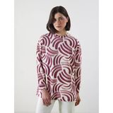 Lcw Modest Pembe Desenli Oversize Kadın Sweatshirt Tunik