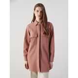 Lcw Modest Pembe Dokulu Oversize Kadın Gömlek Tunik