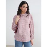 LCW Modest Pembe Ekose Kadın Gömlek