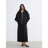 Lcw Modest Siyah Beli Lastikli Krep Pileli Etek