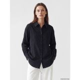 Lcw Modest Siyah Çizgili Oversize Kadın Gömlek Tunik